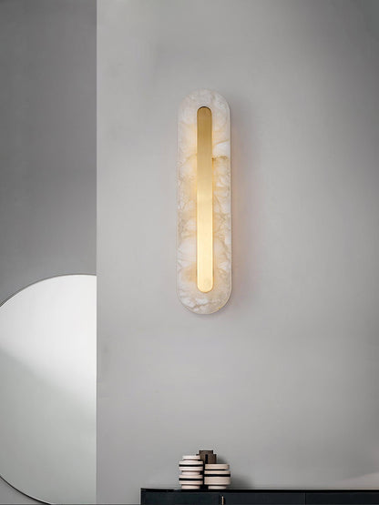 Alabaster Wall Sconce with Brass Accents – Modern LED Fixture for Living Room, Hallway & Bedroom