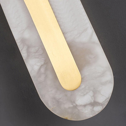 Alabaster Wall Sconce with Brass Accents – Modern LED Fixture for Living Room, Hallway & Bedroom