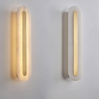 Alabaster Wall Sconce with Brass Accents – Modern LED Fixture for Living Room, Hallway & Bedroom