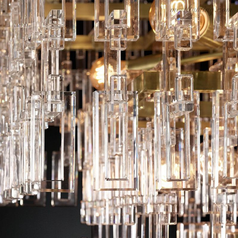 Five-Tier Crystal Chandelier 61 in Diameter 17-Light Statement Ceiling Fixture for Living Room Dining Room Foyer Entryway Hotel Lobby