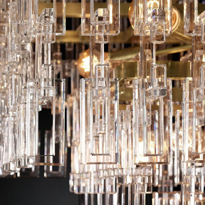 Five-Tier Crystal Chandelier 61 in Diameter 17-Light Statement Ceiling Fixture for Living Room Dining Room Foyer Entryway Hotel Lobby