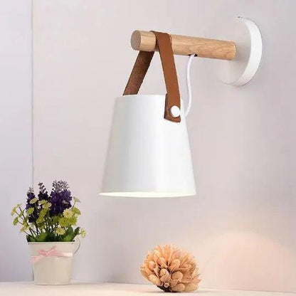 Wooden Wall Sconce Minimalist Bedroom Lighting Black White Hardwired Plug In Ambient Light Fixture Modern Scandinavian Style Home Decor