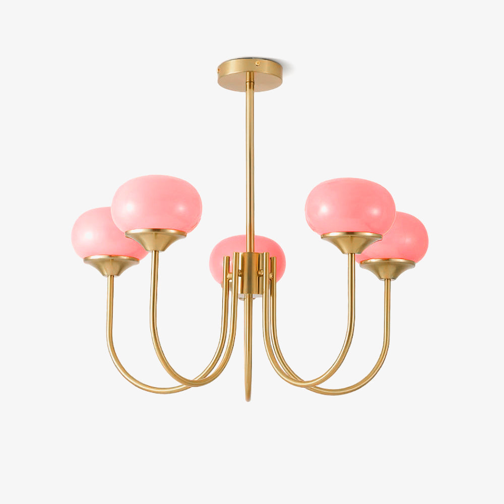 Multi-Head Pendant Chandelier with Colored Glass Shades 18-26 in Metallic Finish for Dining Room Bedroom Kitchen Island Overhead Lighting E2