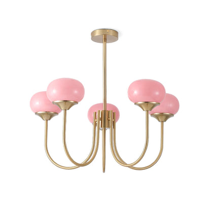 Multi-Head Pendant Chandelier with Colored Glass Shades 18-26 in Metallic Finish for Dining Room Bedroom Kitchen Island Overhead Lighting E2