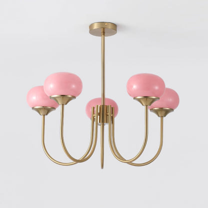 Orb Pendant Light with Adjustable Height Metal Frame and Spherical Shades for Kitchen Island Dining Living Room Bedroom E27 Socket Pink Whit