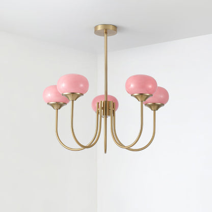 Multi-Head Pendant Chandelier with Colored Glass Shades 18-26 in Metallic Finish for Dining Room Bedroom Kitchen Island Overhead Lighting E2
