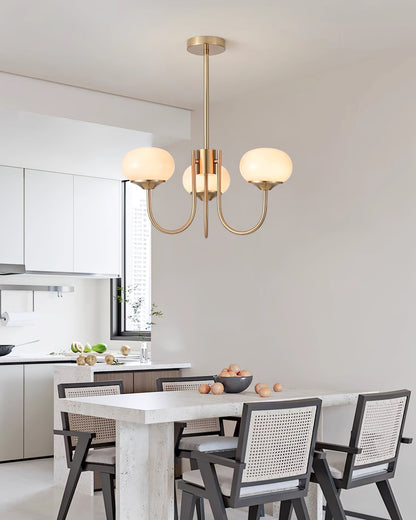 Multi-Head Pendant Chandelier with Colored Glass Shades 18-26 in Metallic Finish for Dining Room Bedroom Kitchen Island Overhead Lighting E2