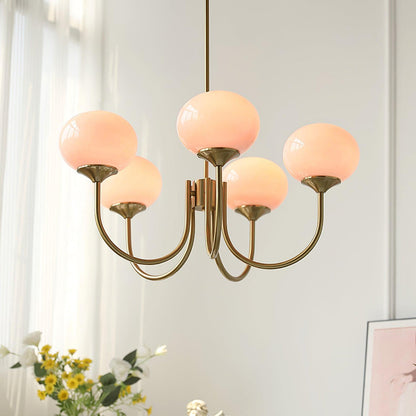 Multi-Globe Pendant Light Fixture Pink Frosted Glass Metal Frame Dining Room Overhead Lighting Statement Centerpiece for Living Room Entrywa