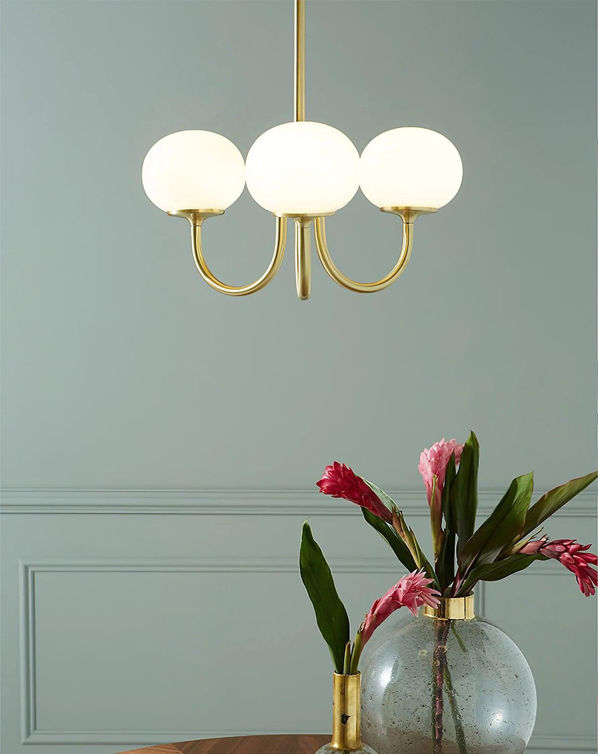 Orb Pendant Light with Adjustable Height Metal Frame and Spherical Shades for Kitchen Island Dining Living Room Bedroom E27 Socket Pink Whit