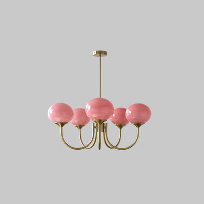 Multi-Head Pendant Chandelier with Colored Glass Shades 18-26 in Metallic Finish for Dining Room Bedroom Kitchen Island Overhead Lighting E2