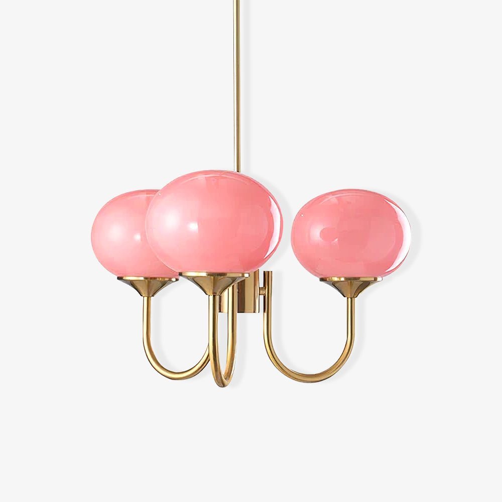 Handblown Glass Globe Chandelier with Gold or Chrome Finish – 3 or 5 Light Dining Room Pendant for Kitchen Island, Bedroom, Living Room