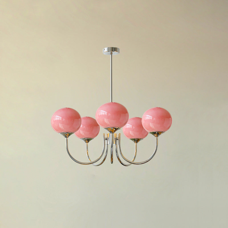 Multi-Head Pendant Chandelier with Colored Glass Shades 18-26 in Metallic Finish for Dining Room Bedroom Kitchen Island Overhead Lighting E2