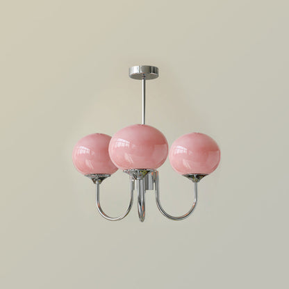 Multi-Head Pendant Chandelier with Colored Glass Shades 18-26 in Metallic Finish for Dining Room Bedroom Kitchen Island Overhead Lighting E2