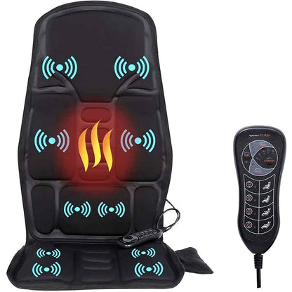 Heated Massage Seat Cushion 8 Programs Shiatsu Kneading Roller Therapy for Office Chair Car Driver Home Recliner Full Back Neck Lumbar
