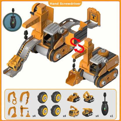 Kids Construction Toolkit with Working Power Drill & Vehicles | Take-Apart Building Set for Hands-On Learning, STEM Play & Group Projects