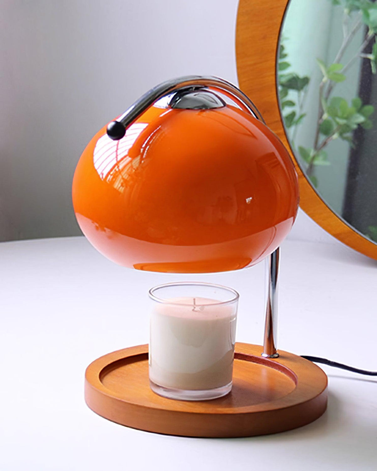 Halogen Wax Warmer Lamp with Glass Shade for Flameless Scent Release | Safe Home Fragrance Heater for Candles & Melts | Wood Base Ambient Li