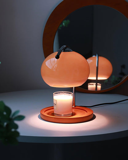 Halogen Wax Warmer Lamp with Glass Shade for Flameless Scent Release | Safe Home Fragrance Heater for Candles & Melts | Wood Base Ambient Li