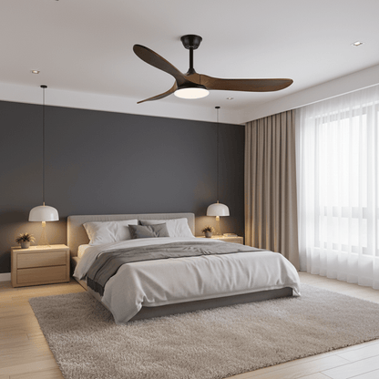 Ceiling Fan with Light 42in 52in Real Wood Blades 6 Speed LED Indoor Modern for Living Room Bedroom Dining Room Office Adjustable Temperatur