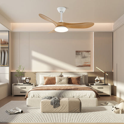 Ceiling Fan with Light 42in 52in Real Wood Blades 6 Speed LED Indoor Modern for Living Room Bedroom Dining Room Office Adjustable Temperatur