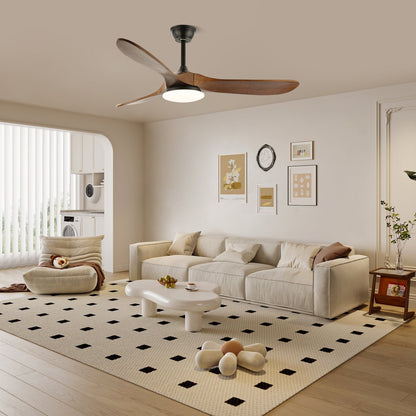 Ceiling Fan with Light 42in 52in Real Wood Blades 6 Speed LED Indoor Modern for Living Room Bedroom Dining Room Office Adjustable Temperatur