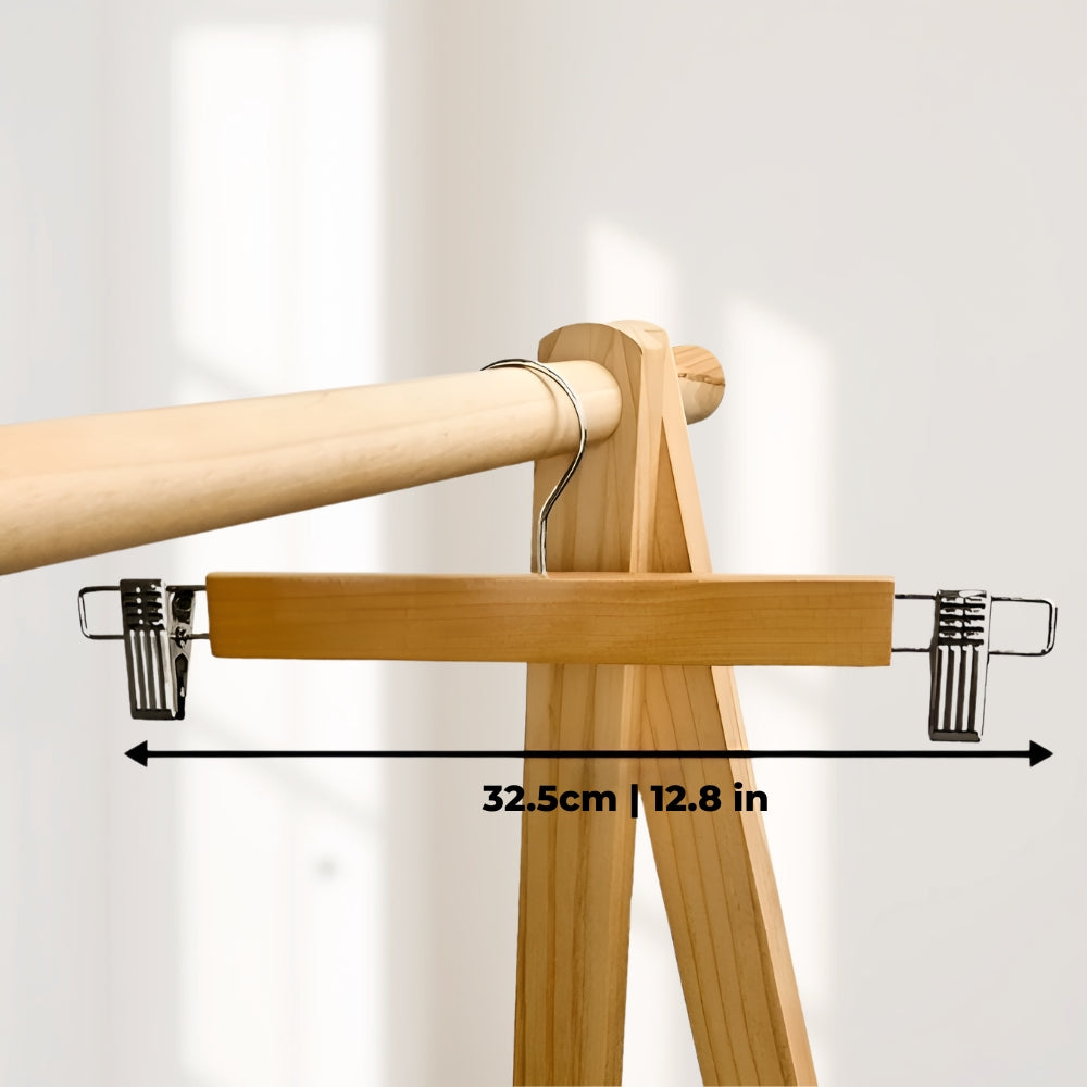Maxwell Pants Hangers - Wooden with Clips, 10pcs Set
