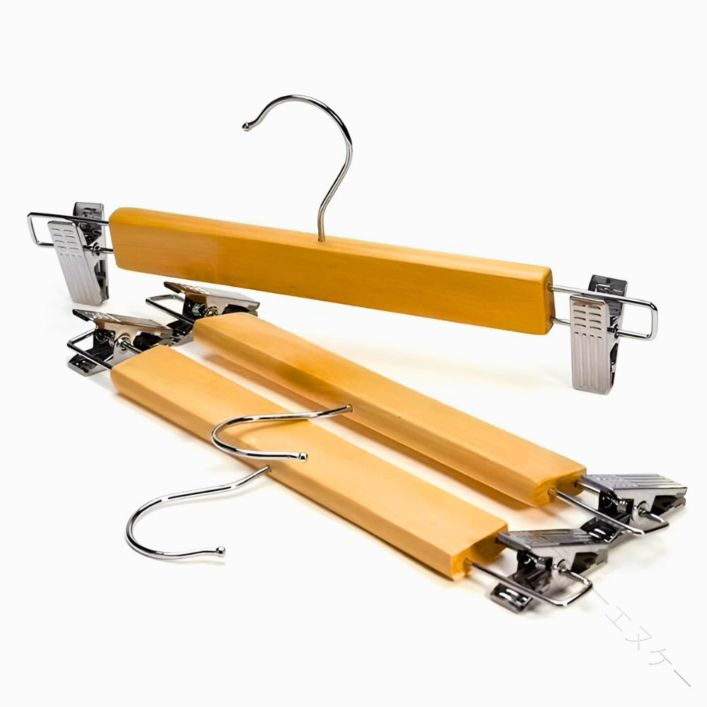 Maxwell Pants Hangers - Wooden with Clips, 10pcs Set