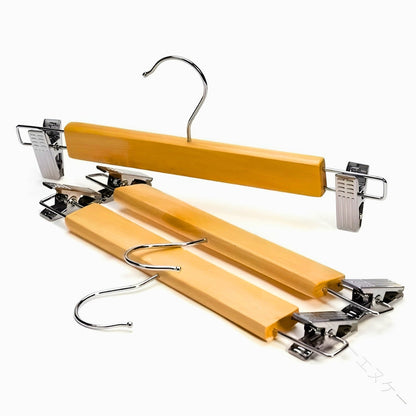 Maxwell Pants Hangers - Wooden with Clips, 10pcs Set