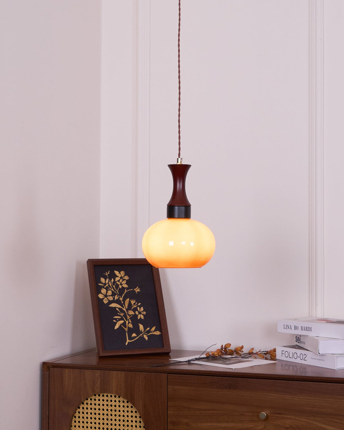 Hanging Light Fixture with Amber Glass Shade 7 Inch Diameter Adjustable Cord for Kitchen Islands Dining Tables Breakfast Bars Modern Farmhou