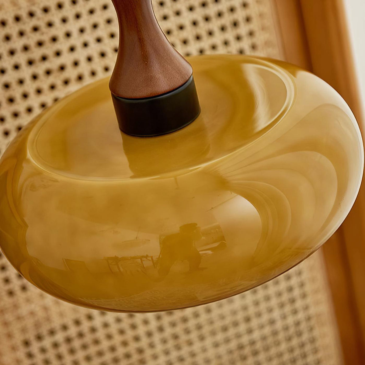 Hanging Light Fixture with Amber Glass Shade 7 Inch Diameter Adjustable Cord for Kitchen Islands Dining Tables Breakfast Bars Modern Farmhou