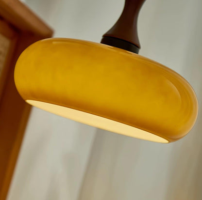 Hanging Light Fixture with Amber Glass Shade 7 Inch Diameter Adjustable Cord for Kitchen Islands Dining Tables Breakfast Bars Modern Farmhou