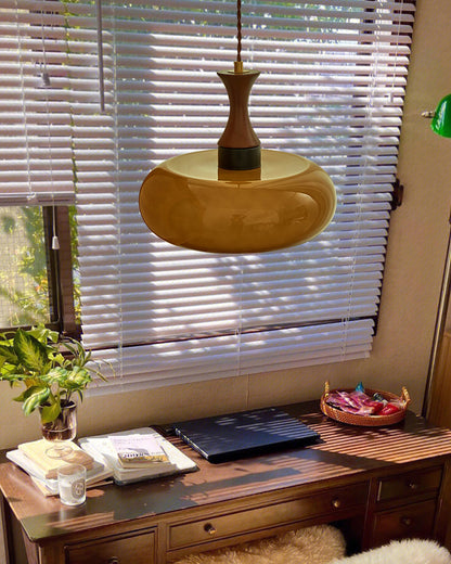 Glass Pendant Light for Kitchen Island & Dining Room — Adjustable Hanging Fixture with Warm Amber Shade, 11 Inch Wide, Dimmable Modern Farmh
