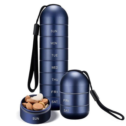 Mediwell Pill Organizer - Portable Aluminum 7-Day Case for Travel