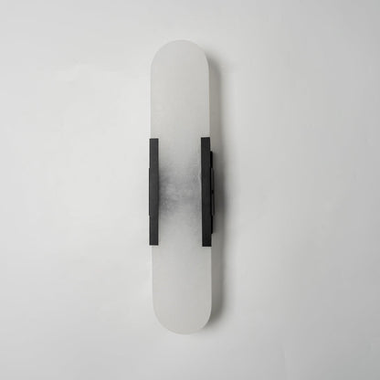 Handcrafted Alabaster Sconce with Brass Accent 14 in Wall Light for Bedroom Hallway Living Room Indoor Fixture G4 LED Modern Elongated Stone