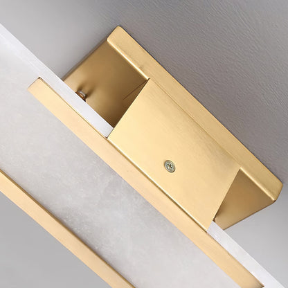 Handcrafted Alabaster Sconce with Brass Accent 14 in Wall Light for Bedroom Hallway Living Room Indoor Fixture G4 LED Modern Elongated Stone