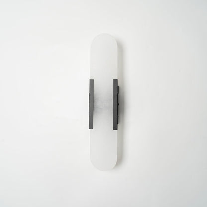 Handcrafted Alabaster Sconce with Brass Accent 14 in Wall Light for Bedroom Hallway Living Room Indoor Fixture G4 LED Modern Elongated Stone