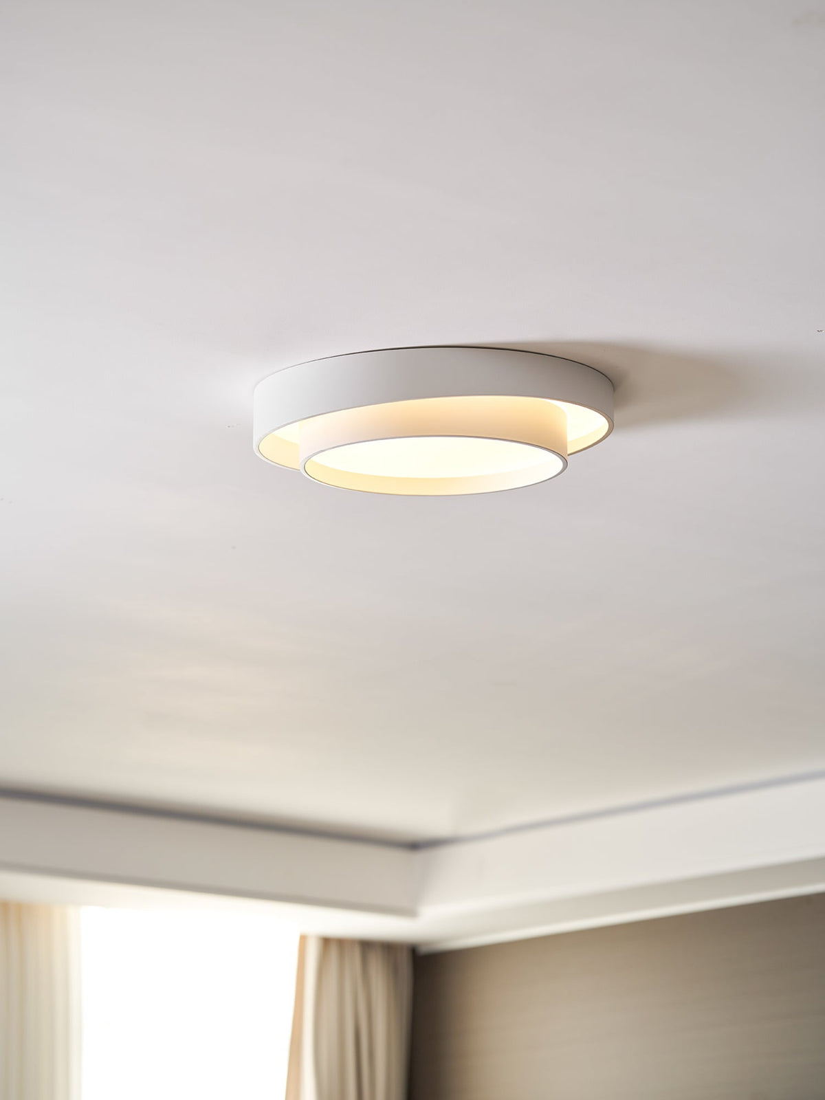 Round LED Flush Mount Light Fixture Metal White 16 20 24 Inch for Bedroom Living Room Office Modern Low Profile Overhead Lighting 3000K 4000