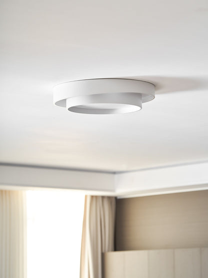 Round LED Flush Mount Light Fixture Metal White 16 20 24 Inch for Bedroom Living Room Office Modern Low Profile Overhead Lighting 3000K 4000