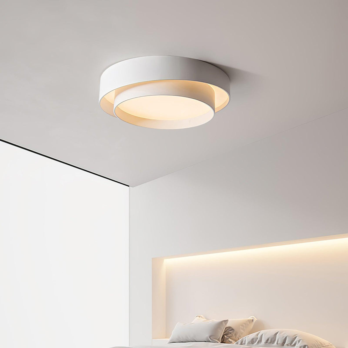 Flush Mount LED Ceiling Light Round Low-Profile Fixture Black White Gray 16 20 24 Inch Diameter for Bedroom Hall Kitchen Foyer