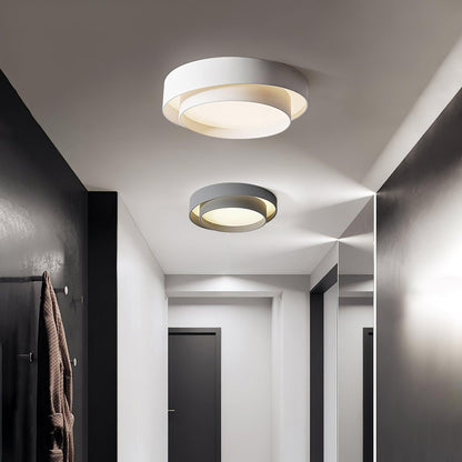 Flush Mount LED Ceiling Light Round Low-Profile Fixture Black White Gray 16 20 24 Inch Diameter for Bedroom Hall Kitchen Foyer