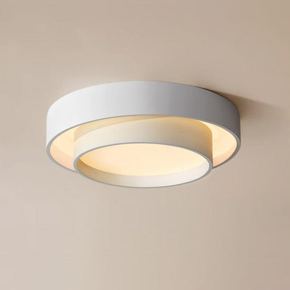 Flush Mount LED Ceiling Light Round Low-Profile Fixture Black White Gray 16 20 24 Inch Diameter for Bedroom Hall Kitchen Foyer
