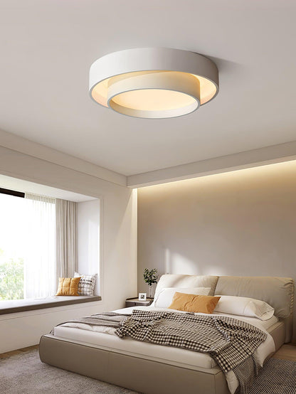 Flush Mount LED Ceiling Light Round Low-Profile Fixture Black White Gray 16 20 24 Inch Diameter for Bedroom Hall Kitchen Foyer