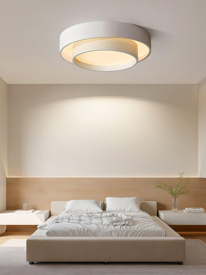 Flush Mount LED Ceiling Light Round Low-Profile Fixture Black White Gray 16 20 24 Inch Diameter for Bedroom Hall Kitchen Foyer