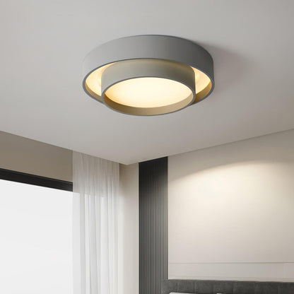 Flush Mount LED Ceiling Light Round Low-Profile Fixture Black White Gray 16 20 24 Inch Diameter for Bedroom Hall Kitchen Foyer
