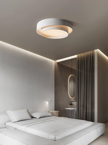 Round LED Flush Mount Light Fixture Metal White 16 20 24 Inch for Bedroom Living Room Office Modern Low Profile Overhead Lighting 3000K 4000