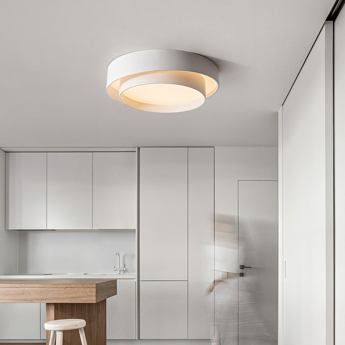 Round LED Flush Mount Light Fixture Metal White 16 20 24 Inch for Bedroom Living Room Office Modern Low Profile Overhead Lighting 3000K 4000