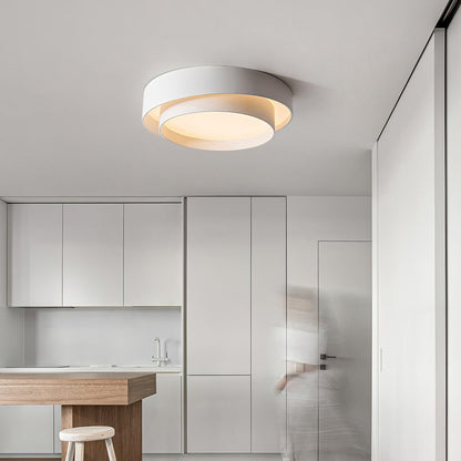 Modern Layered Drum Flush Mount Ceiling Light with Integrated LED for Living Room & Bedroom