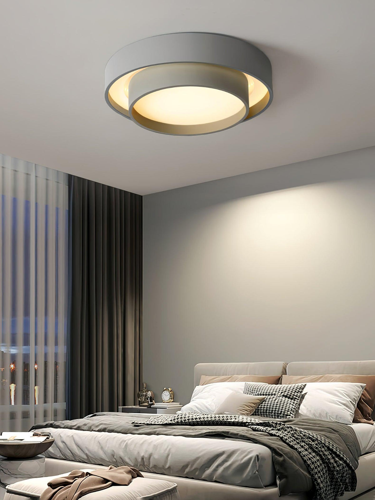 Modern Layered Drum Flush Mount Ceiling Light with Integrated LED for Living Room & Bedroom