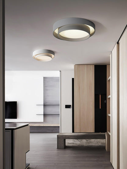 Round LED Flush Mount Light Fixture Metal White 16 20 24 Inch for Bedroom Living Room Office Modern Low Profile Overhead Lighting 3000K 4000