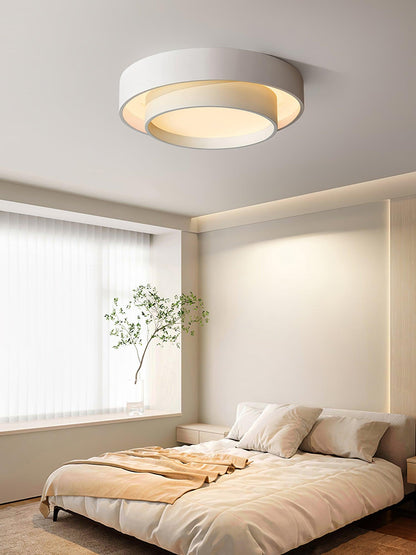 Modern Layered Drum Flush Mount Ceiling Light with Integrated LED for Living Room & Bedroom