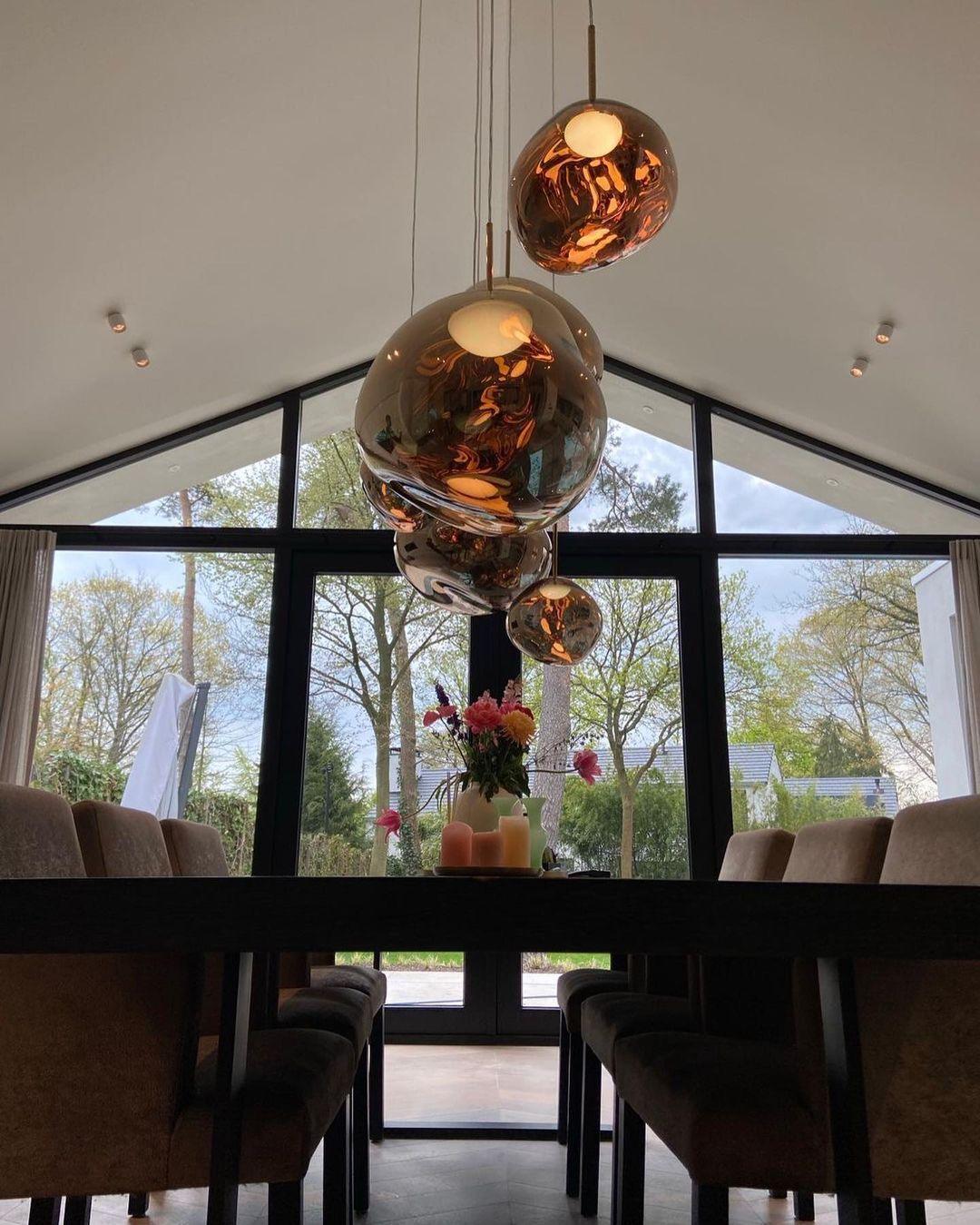 Hanging Dome Shade with Reflective Finish – Adjustable Drop Fixture for Kitchen Island, Dining Room, Bedroom – Metal Construction with E26 S